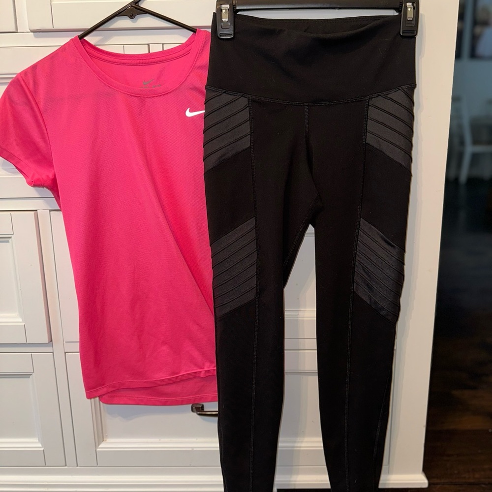 Nike Dri-FIT Bright Pink Tank and Old Navy leggings